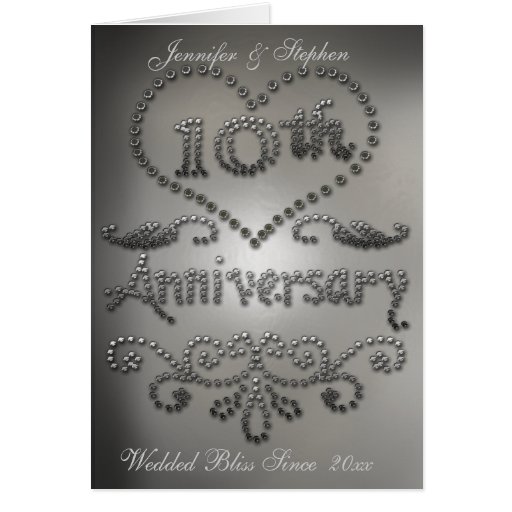 Punched Tin Look 10th Wedding Anniversary Card