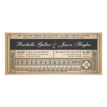 Punchout vintage du billet III de mariage Invitations Personnalisées