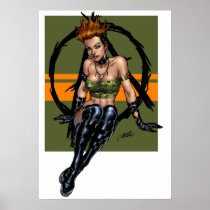 Punk and Alternative Pinup Girl in Green by Al Rio Poster