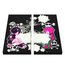 punk emo kids sulking vector art canvas prints