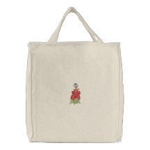 Punk Eyeball Eye of the  Rose Embroidered Tote Bag