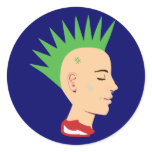 Punk Guy Round Stickers