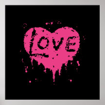 Punk love heat black and hot pink poster