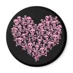 Punk Pink Skull Heart Fridge Magnets