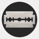 PUNK ROCKER RAZOR BLADE ROUND STICKER