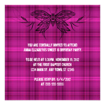 Punk Tribal Butterfly Birthday Invitation