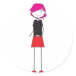 Punker Girl Round Sticker
