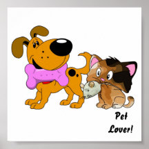 Pup and Kitty with Favourite Treat Print
