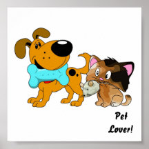 Pup and Kitty with Favourite Treat Print