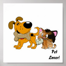 Pup and Kitty with Favourite Treat Print