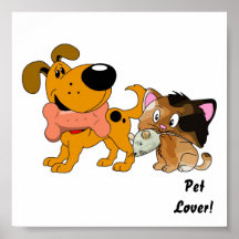 Pup and Kitty with Favourite Treat Posters