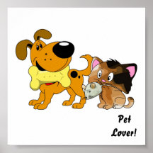 Pup and Kitty with Favourite Treat Poster