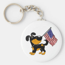 Pup with Flag Key Chain