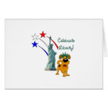 Pup with Lady Liberty and Fireworks Card