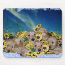 PUPPIES AND FLOWERS (GOLDEN RETRIEVERS) MOUSEPADS