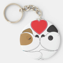 Puppies Kissing Keychain