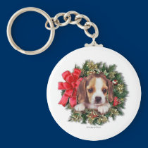 puppy2x_xmas_rnd_ornament keychains