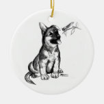 Puppy and Grasshopper Ornament