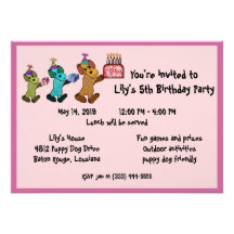 Puppy Dog Birthday Invitaiton Personalized Invitation