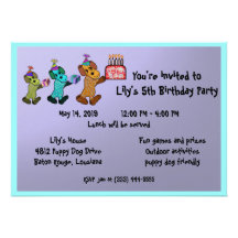 Puppy Dog Birthday Invitaiton Personalized Announcement