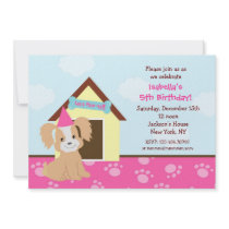 Puppy Dog Custom Birthda Party Invitations girls