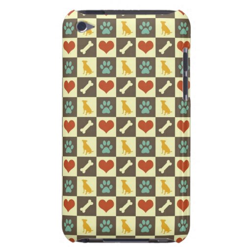 Puppy dog heart bone chequered pattern pet lover barely there iPod case