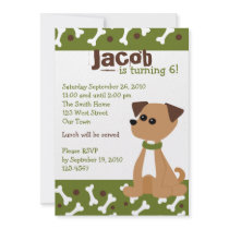 Puppy Doggie in Green Custom Invitation