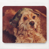 Puppy in a Camouflage Cap Mousepads