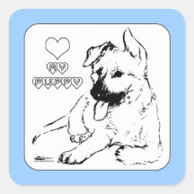 Puppy Love Square Stickers