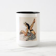 Puppy Lover Pin-up Girl - Retro Pinup Art Coffee Mug