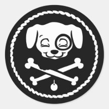 Puppy Pirate Round Sticker