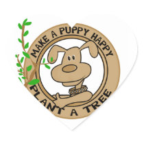 Puppy Plant a Tree T-shirts and Gifts Stickers