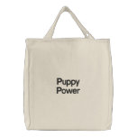 Puppy Power Embroidered Tote Bag