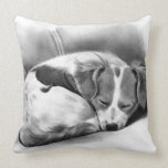 Puppy, Sleeping, Curled Up Original Pencil Drawing Pillow