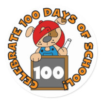 Puppy with Chalk 100 Days of School Stickers