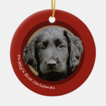 Puppy's First Christmas (Flat-Coated Retriever) Ornaments