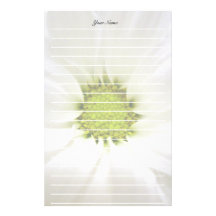 pure white daisy flower customized stationery