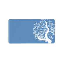 pure white floral tree wedding gift address label