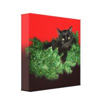 Purfect Fluffy Holiday Cat in Christmas Wreath