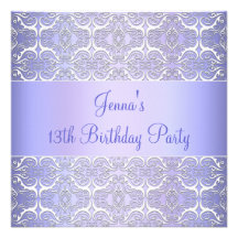 Purple 13th Birthday Party Invitation Purple 13th