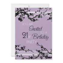 Purple 21st Birthday Party Invitation Card