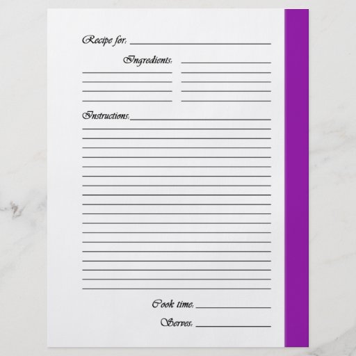 Purple 2-sided Recipe Pages Flyer