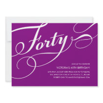 Purple 40th Birthday Invitations