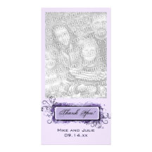 Purple Abstract Floral Thank You Personalized Photo Card