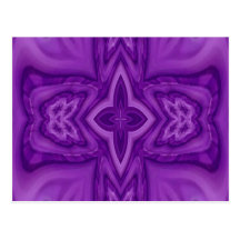 Purple abstract wood cross postcard