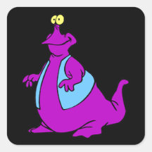 purple alien in a vest.png square sticker