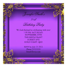 Purple All Occasions Elite Elegant Party Gold Personalized Announcement
