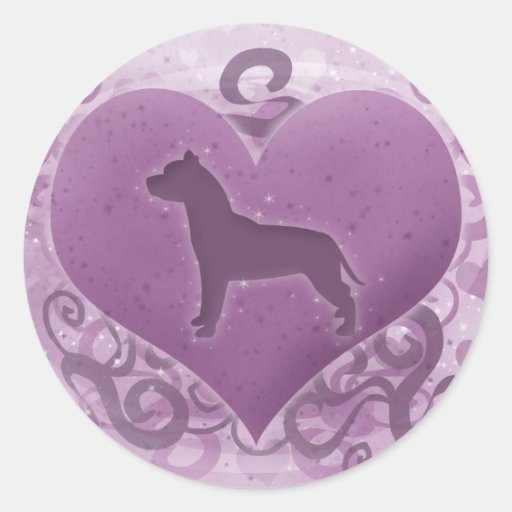Purple American Pit Bull Terrier Valentine Stickers
