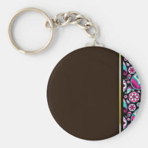 Purple and aqua blue damask wedding gift keychain