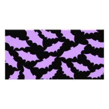 Purple and Black Bat Pattern. Photo Cards